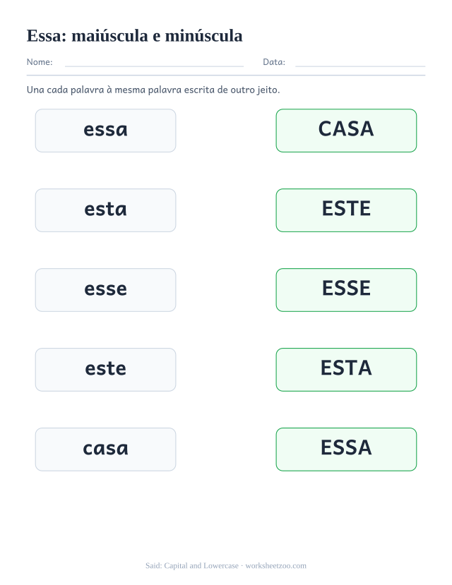 Prévia da palavra frequente “essa”, maiúscula e minúscula