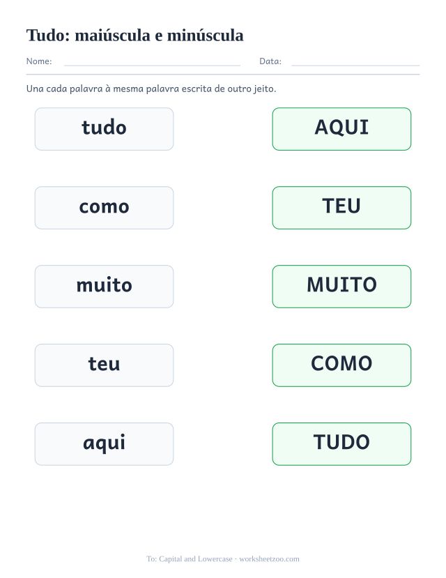 Prévia da palavra frequente “tudo”, maiúscula e minúscula