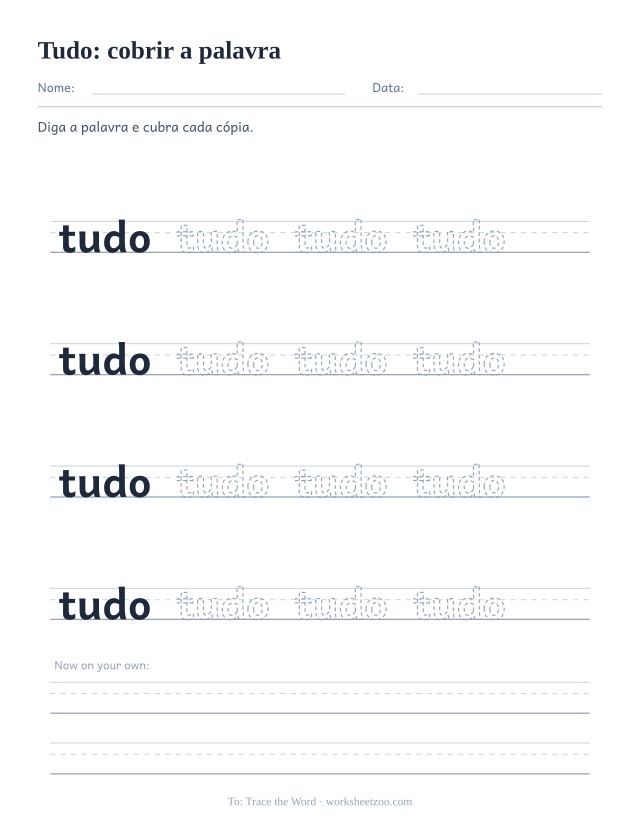 Prévia da palavra frequente “tudo”, cobrir a palavra