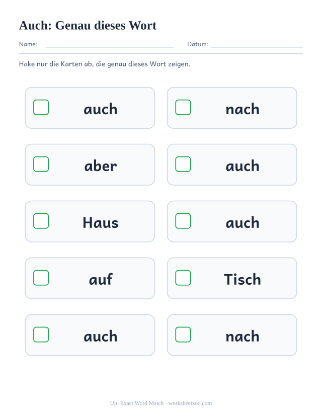 Vorschau: häufiges Wort „auch“, Genau dieses Wort