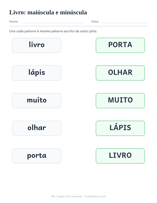 Prévia da palavra frequente “livro”, maiúscula e minúscula