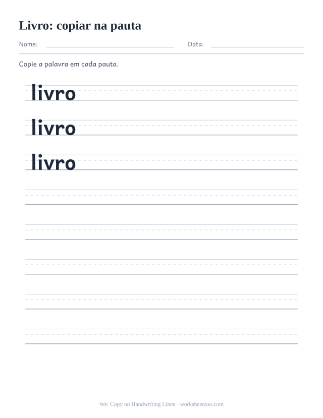 Prévia da palavra frequente “livro”, copiar na pauta