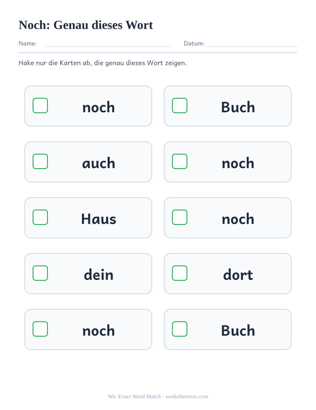 Vorschau: häufiges Wort „noch“, Genau dieses Wort