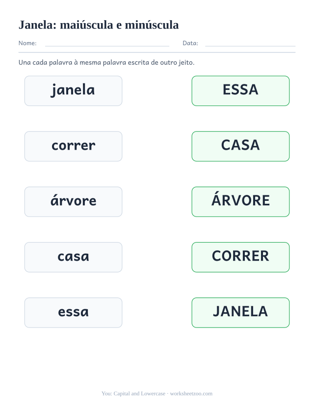 Prévia da palavra frequente “janela”, maiúscula e minúscula