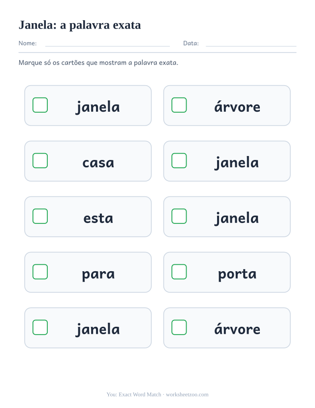 Prévia da palavra frequente “janela”, a palavra exata