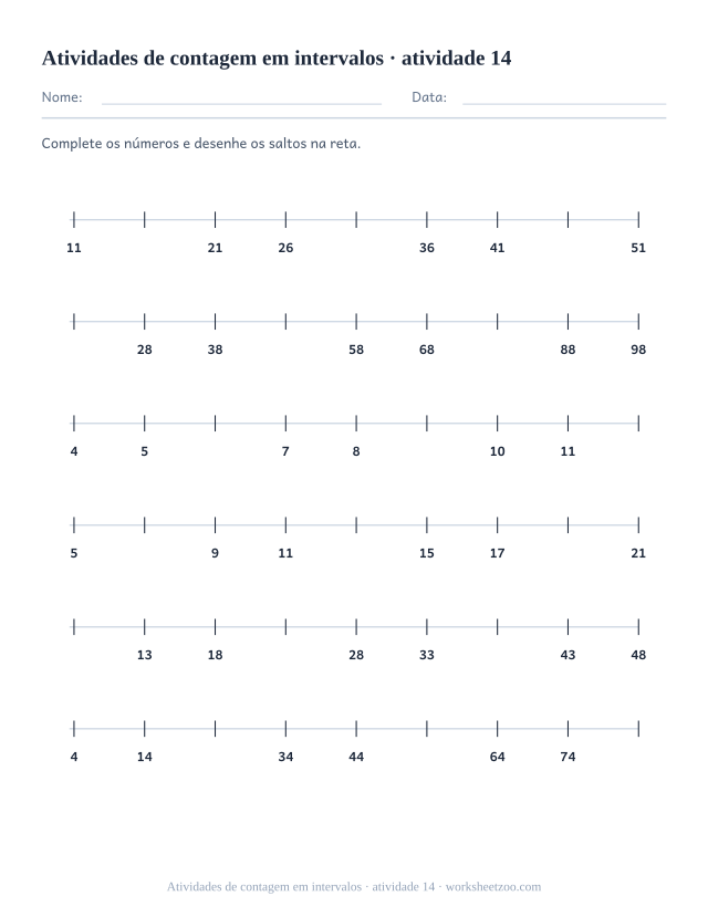 Prévia de Atividades de contagem em intervalos, atividade 14 para imprimir