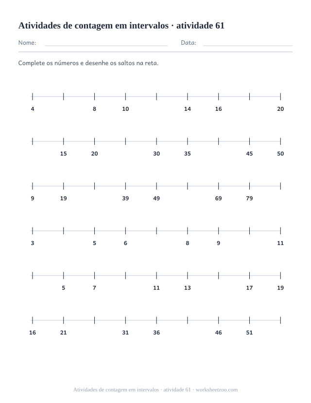 Prévia de Atividades de contagem em intervalos, atividade 61 para imprimir