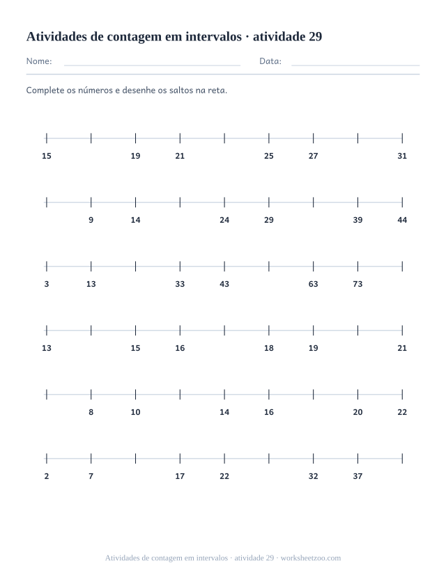 Prévia de Atividades de contagem em intervalos, atividade 29 para imprimir