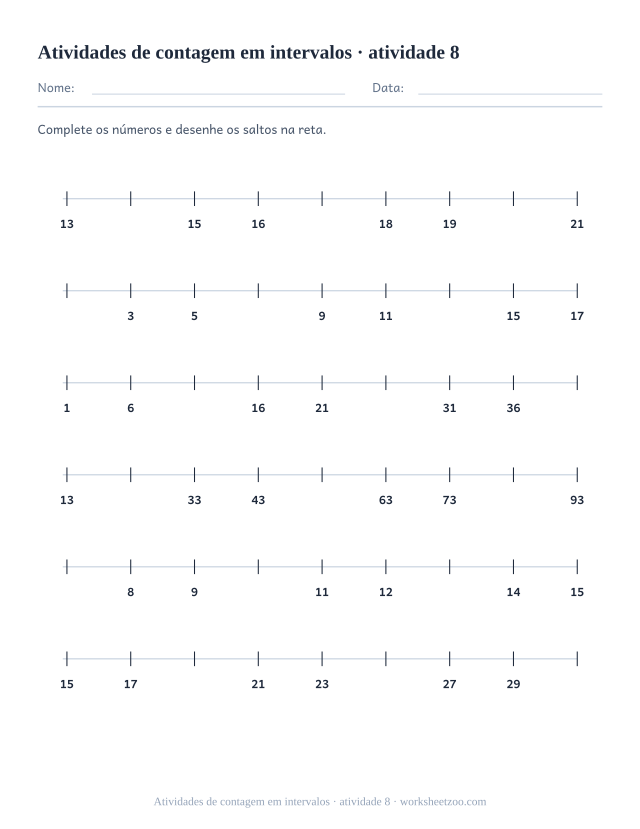 Prévia de Atividades de contagem em intervalos, atividade 8 para imprimir