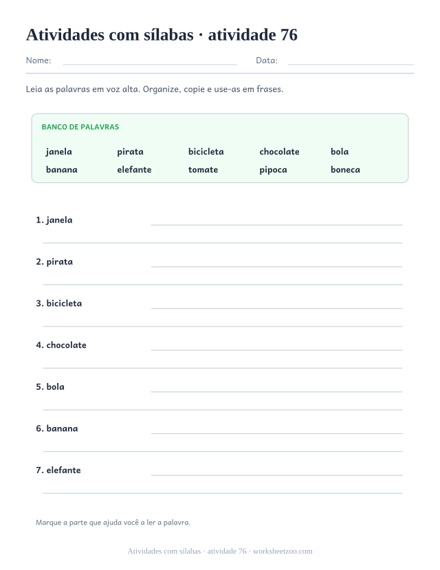 Prévia de Atividades com sílabas, atividade 76 para imprimir