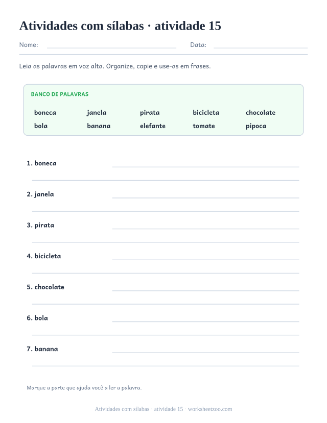 Prévia de Atividades com sílabas, atividade 15 para imprimir