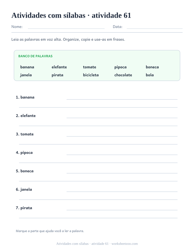 Prévia de Atividades com sílabas, atividade 61 para imprimir