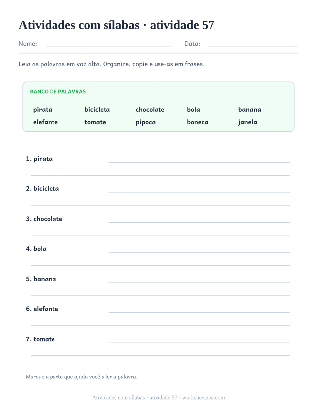 Prévia de Atividades com sílabas, atividade 57 para imprimir