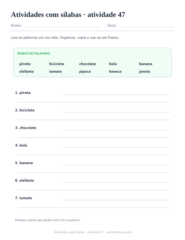 Prévia de Atividades com sílabas, atividade 47 para imprimir