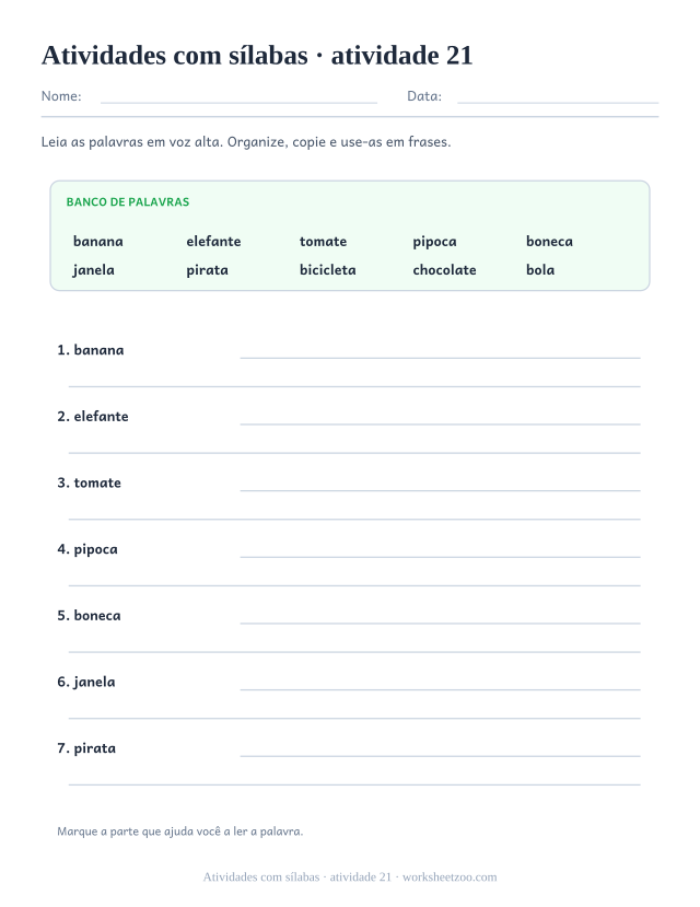Prévia de Atividades com sílabas, atividade 21 para imprimir