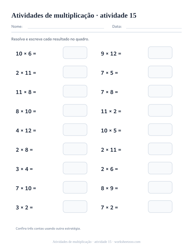 Prévia de Atividades de multiplicação, atividade 15 para imprimir