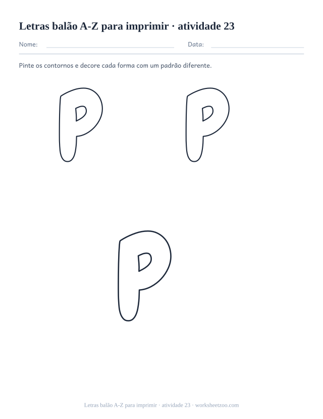 Prévia de Letras balão A-Z para imprimir, atividade 23 para imprimir