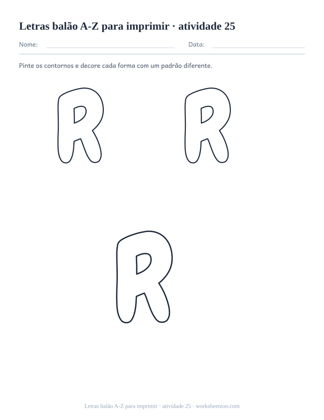 Prévia de Letras balão A-Z para imprimir, atividade 25 para imprimir
