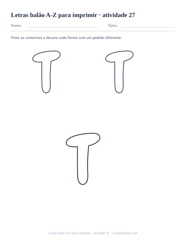 Prévia de Letras balão A-Z para imprimir, atividade 27 para imprimir