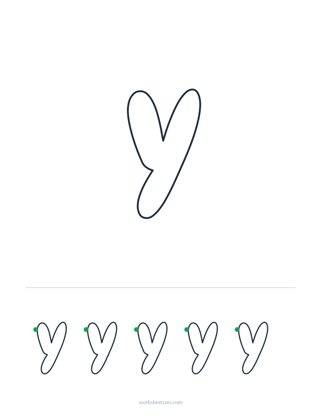 Printable uppercase bubble letter Y, a big rounded outline letter to colour and trace