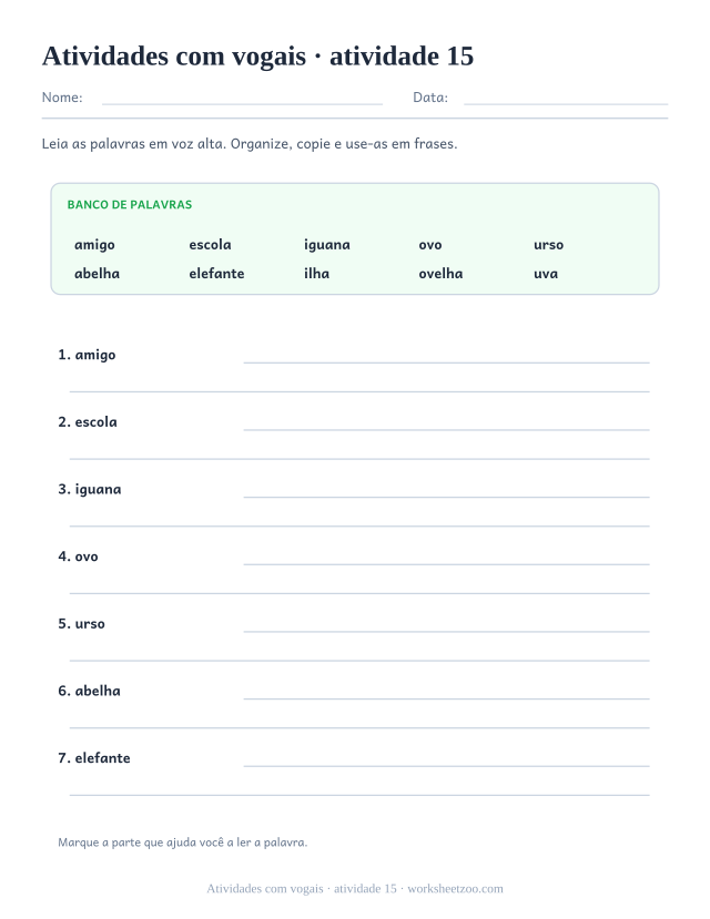 Prévia de Atividades com vogais, atividade 15 para imprimir