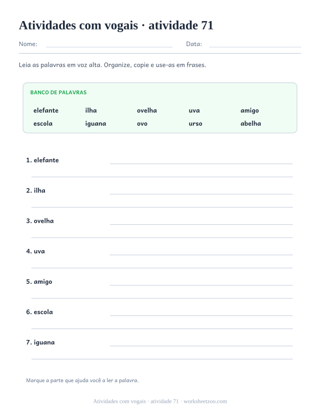Prévia de Atividades com vogais, atividade 71 para imprimir