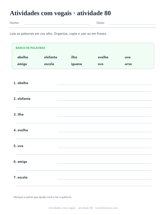Prévia de Atividades com vogais, atividade 80 para imprimir