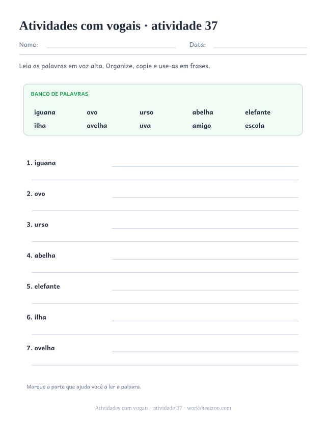 Prévia de Atividades com vogais, atividade 37 para imprimir