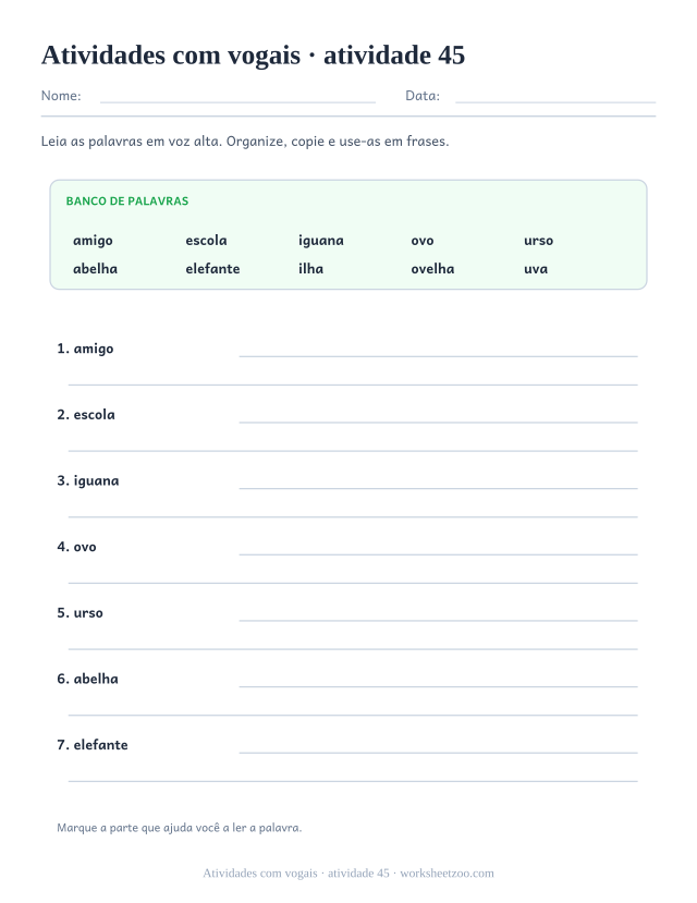 Prévia de Atividades com vogais, atividade 45 para imprimir