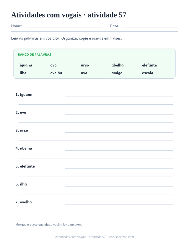 Prévia de Atividades com vogais, atividade 57 para imprimir