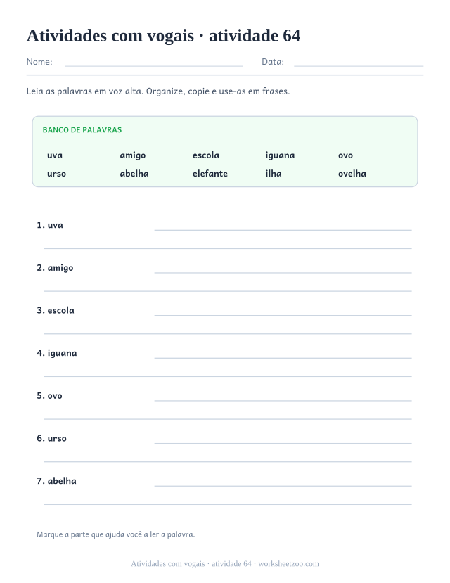 Prévia de Atividades com vogais, atividade 64 para imprimir