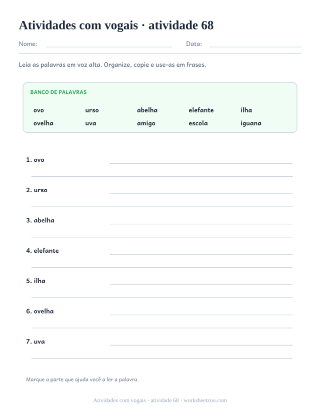 Prévia de Atividades com vogais, atividade 68 para imprimir