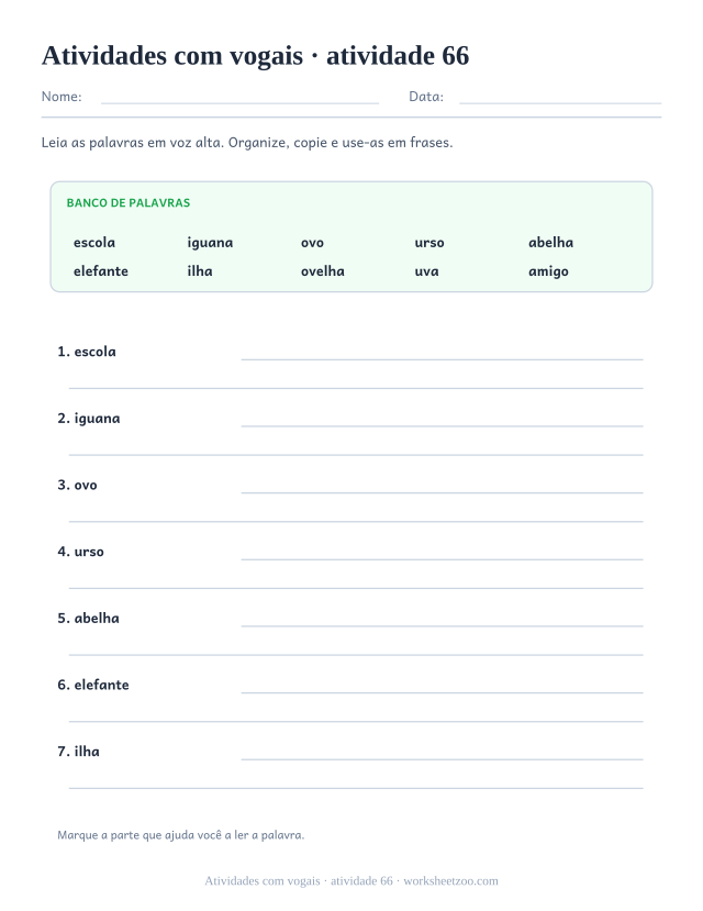 Prévia de Atividades com vogais, atividade 66 para imprimir