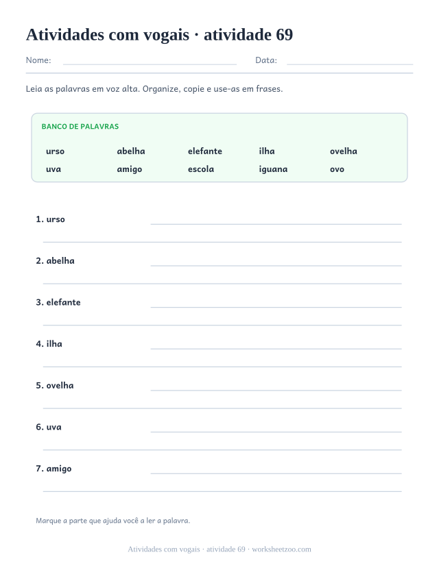 Prévia de Atividades com vogais, atividade 69 para imprimir
